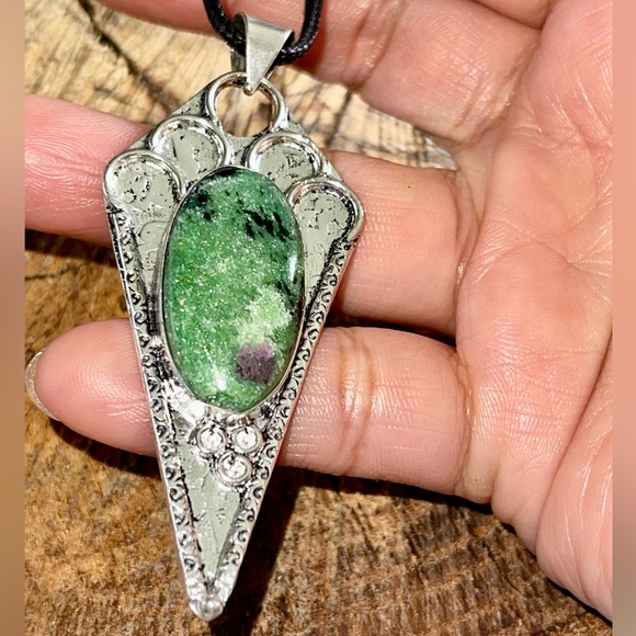 Ruby Zoisite Pendant 2 1/4” - Picture 4 of 8